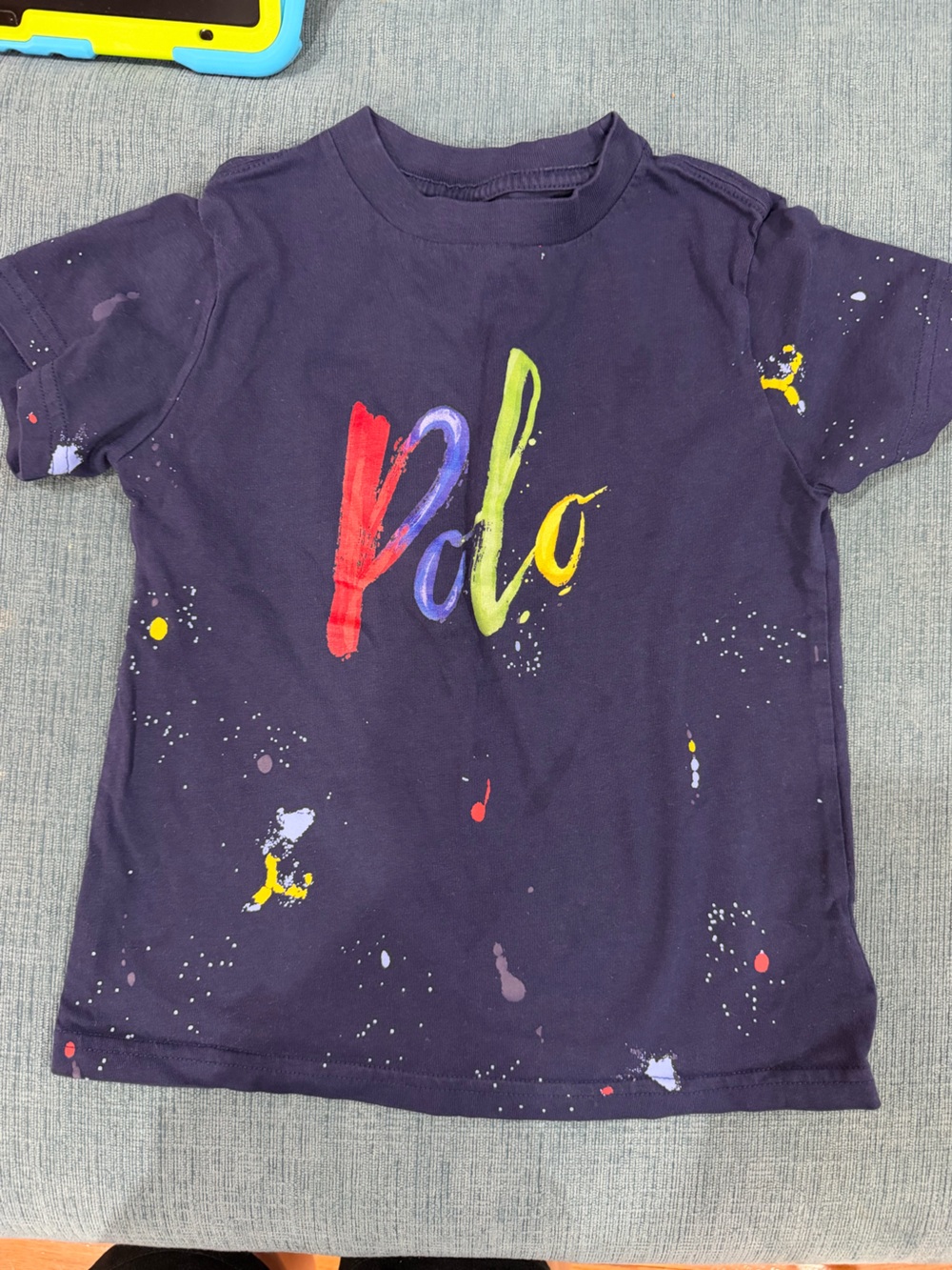 Polo by Ralph Lauren Navy Tee with Multicolor Script